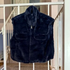 Navy Fur Vest